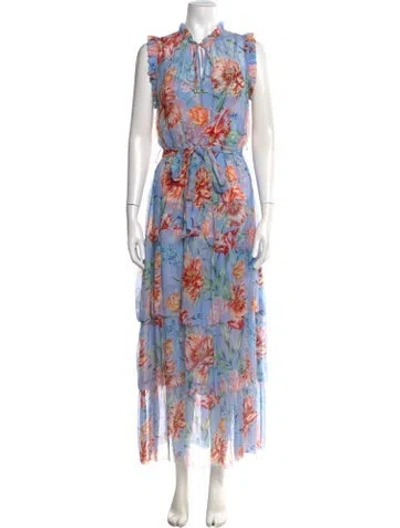 Pre-owned Christy Lynn Silk Long Dress In Blue