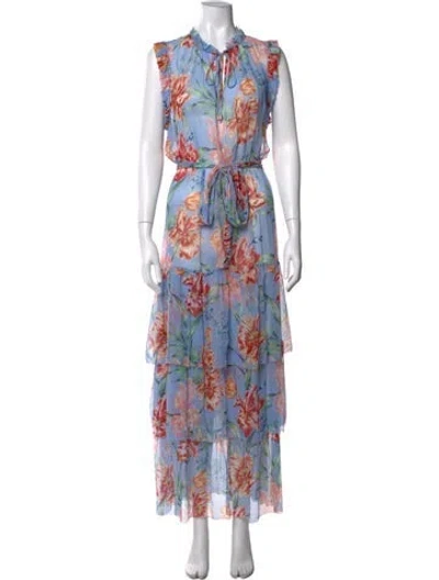 Pre-owned Christy Lynn Silk Long Dress In Blue