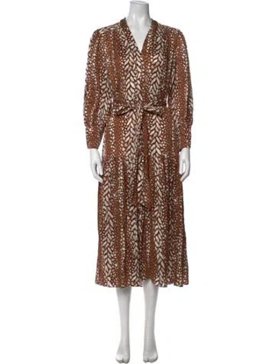 Pre-owned Christy Lynn Silk Long Dress In Brown