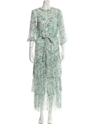 Pre-owned Christy Lynn Silk Long Dress In Green