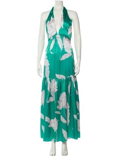 Pre-owned Christy Lynn Silk Long Dress In Green