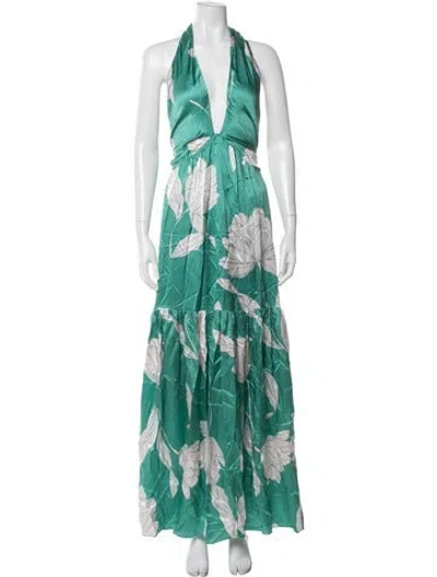 Pre-owned Christy Lynn Silk Long Dress In Green