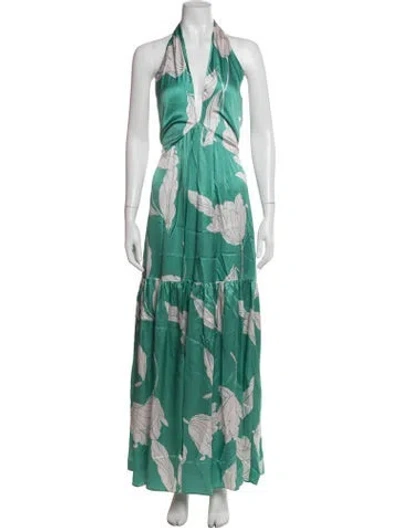 Pre-owned Christy Lynn Silk Long Dress In Green