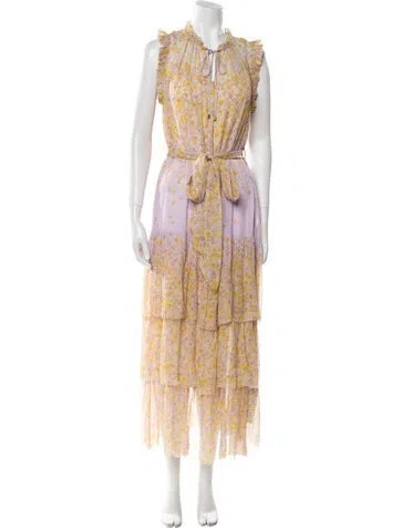 Pre-owned Christy Lynn Silk Long Dress In Multi