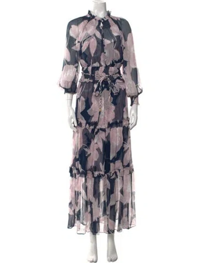 Pre-owned Christy Lynn Silk Long Dress In Multi