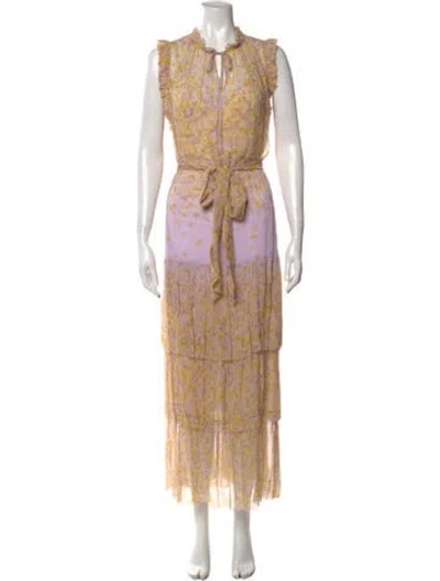 Pre-owned Christy Lynn Silk Long Dress In Multi