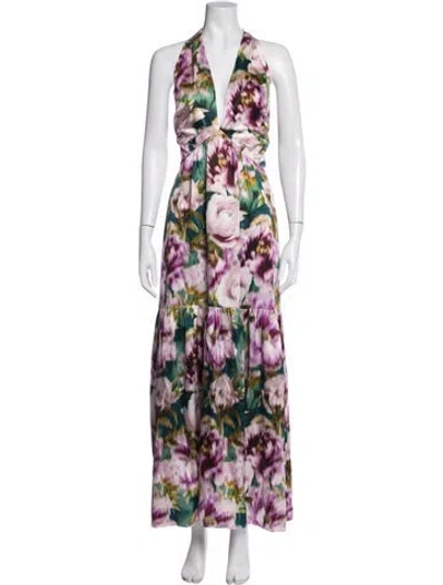Pre-owned Christy Lynn Silk Long Dress In Multicolor