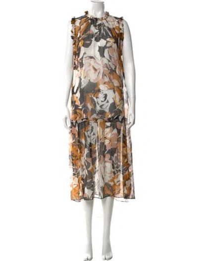 Pre-owned Christy Lynn Silk Long Dress In Neutral