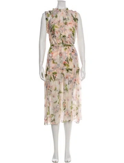 Pre-owned Christy Lynn Silk Long Dress In Neutral
