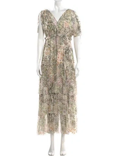 Pre-owned Christy Lynn Silk Long Dress In White