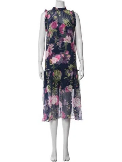Pre-owned Christy Lynn Silk Midi Length Dress In Blue