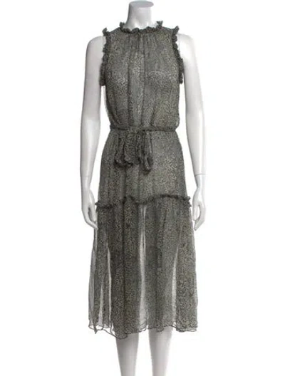 Pre-owned Christy Lynn Silk Midi Length Dress In Multi