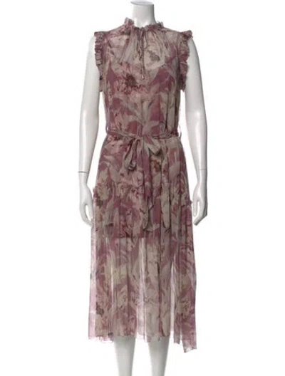 Pre-owned Christy Lynn Silk Midi Length Dress In Multi