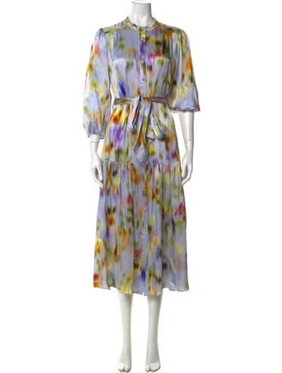 Pre-owned Christy Lynn Silk Midi Length Dress In Multi