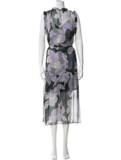 Pre-owned Christy Lynn Silk Midi Length Dress In Multi