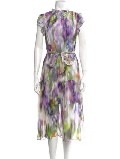 Pre-owned Christy Lynn Silk Midi Length Dress In Purple