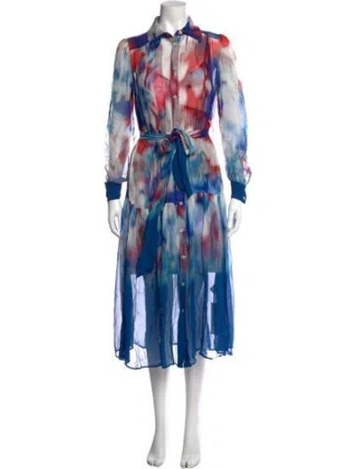 Pre-owned Christy Lynn Silk Midi Length Dress W/ Tags In Blue