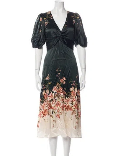 Pre-owned Christy Lynn Silk Midi Length Dress W/ Tags In Green