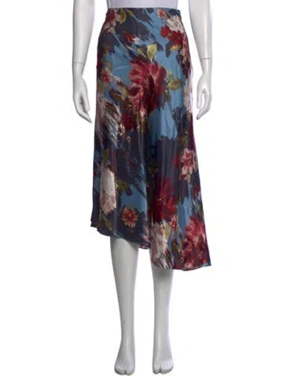 Pre-owned Christy Lynn Silk Midi Length Skirt In Blue