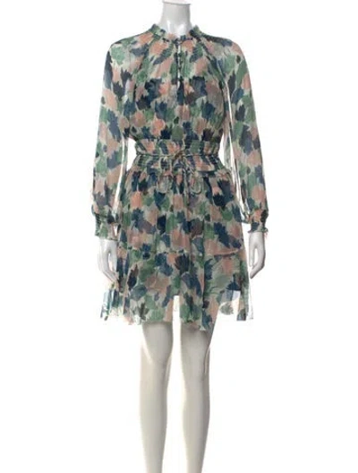 Pre-owned Christy Lynn Silk Mini Dress In Green