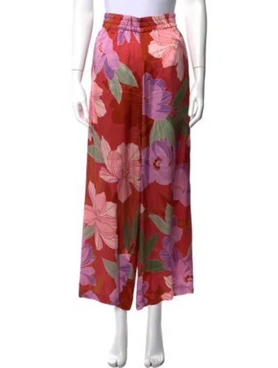 Pre-owned Christy Lynn Silk Wide Leg Pants In Multicolor