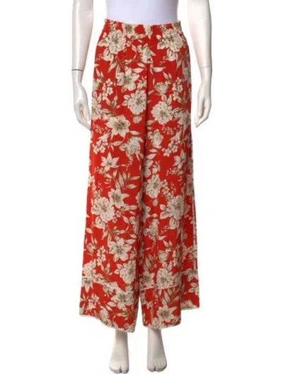 Pre-owned Christy Lynn Silk Wide Leg Pants In Orange