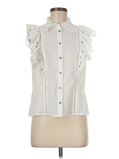 Pre-owned Christy Lynn Sleeveless Button Down Shirt In Ivory