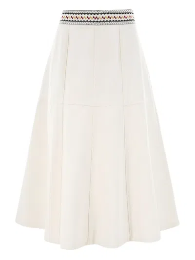 Christy Lynn Solange Embroidered Midi Skirt In Neutral