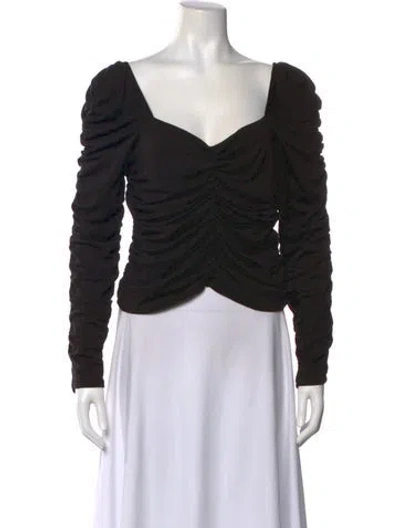 Pre-owned Christy Lynn Square Neckline Long Sleeve Top In Black