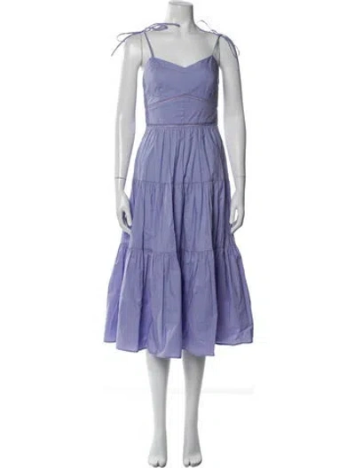 Pre-owned Christy Lynn Square Neckline Midi Length Dress In Blue