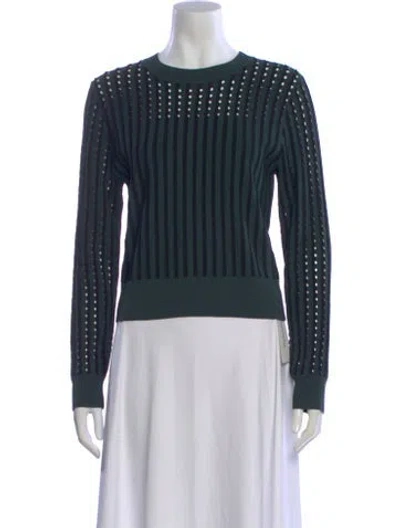 Pre-owned Christy Lynn Striped Crew Neck Top In Green