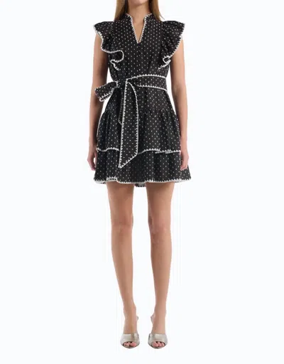 Christy Lynn Uma Dress In Black White Dot In Multi