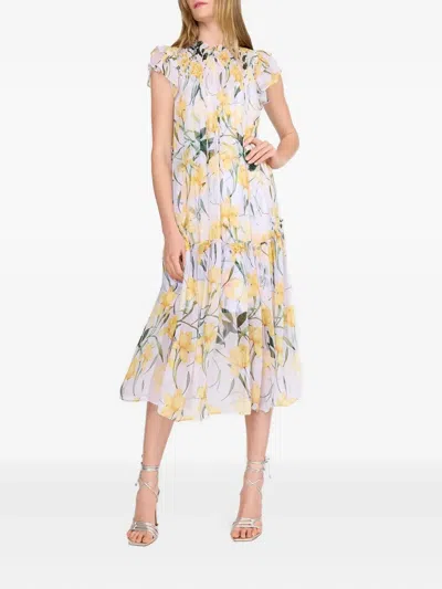 Christy Lynn Vera Ruffled Floral Midi Dress In Neutral