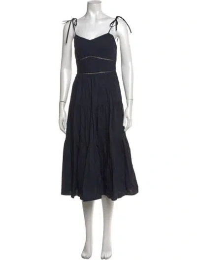 Pre-owned Christy Lynn V-neck Midi Length Dress In Blue