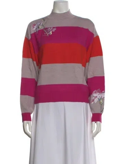 Pre-owned Christy Lynn Wool Striped Sweater In Pink