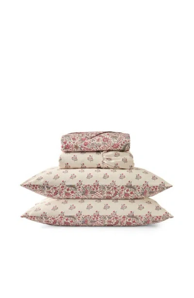 Christy Newstead Luxury Cotton Sateen Reversible Floral Sheet Set Bundles In Mulberry