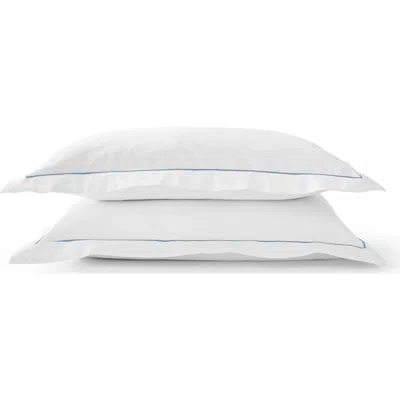 Christy Premium Luxury Sateen Cotton Oxford Style Pillow Sham Pairs In Blue
