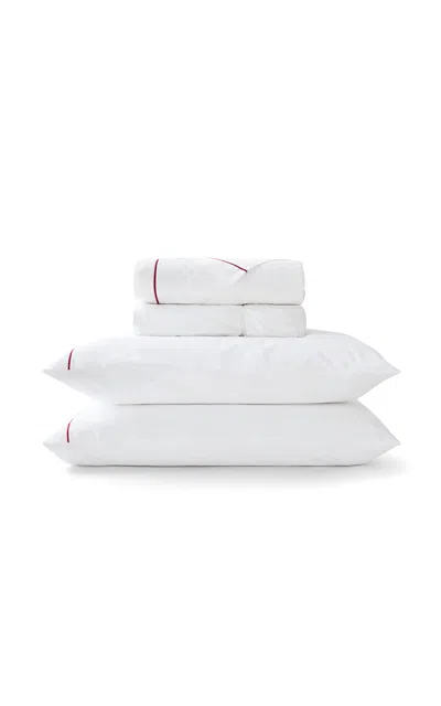 Christy - Premium Sateen Fushia Queen Sheet Set - Fuchsia In White