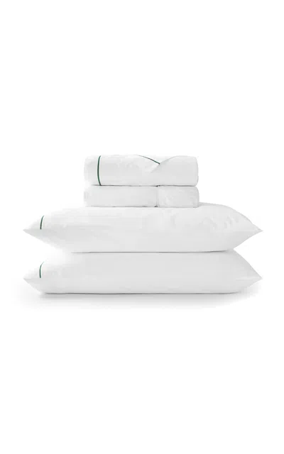 Christy - Premium Sateen Green King Bundle Sheet Set - Green In White
