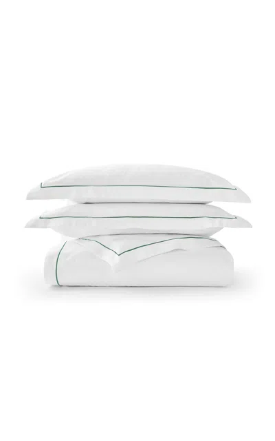 Christy - Premium Sateen Green King Duvet Cover Set - Green In White