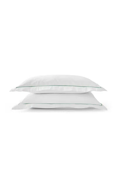 Christy - Premium Sateen Green King Sham Set - Green In White