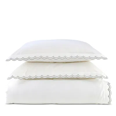 Christy Scallop Edge Duvet Cover Set, Full Queen In White