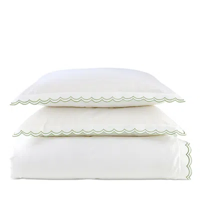Christy Scallop Edge Duvet Cover Set, Full Queen In White