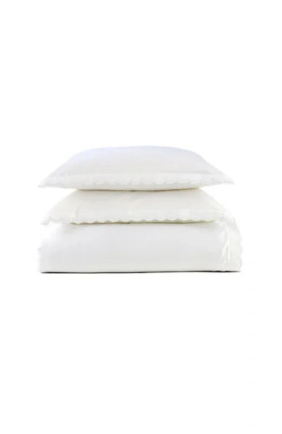 Christy Scallop Edge Luxury Cotton Sateen Duvet Cover Sets In White