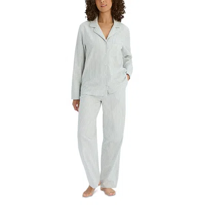 Christy Ticking Stripe Cotton Twill Pajama Set In Gray