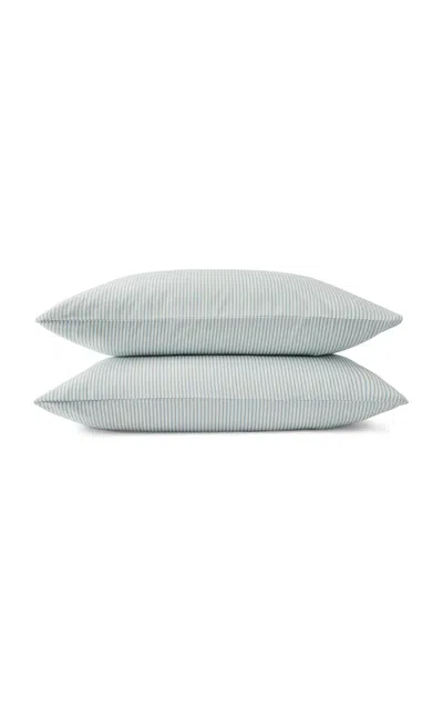 Christy - Ticking Stripe King Pillowcase Set - Blue