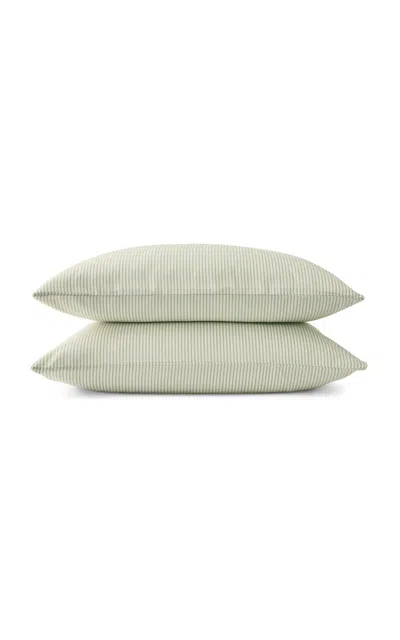 Christy - Ticking Stripe King Pillowcase Set - Green