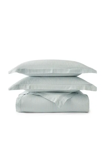 Christy - Ticking Stripe Queen Duvet Cover Set - Blue