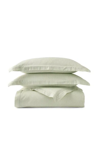 Christy - Ticking Stripe Queen Duvet Cover Set - Green