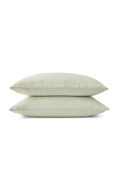 Christy - Ticking Stripe Standard Pillowcase Set - Green